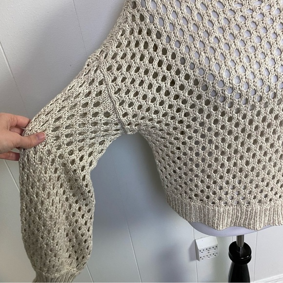 Roller Rabbit Beige Sweater Crewneck Pullover Loose Open Knit Boxy Fit Sz. Small - Picture 5 of 12
